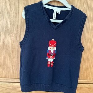 Janie and Jack Navy Sweater Vest with Nutcracker Design